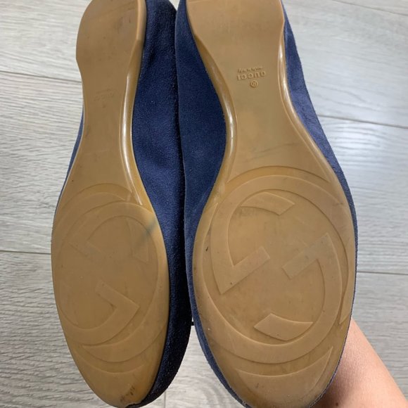 Gucci Blue Suede Bamboo Accent Flats - Picture 5 of 12